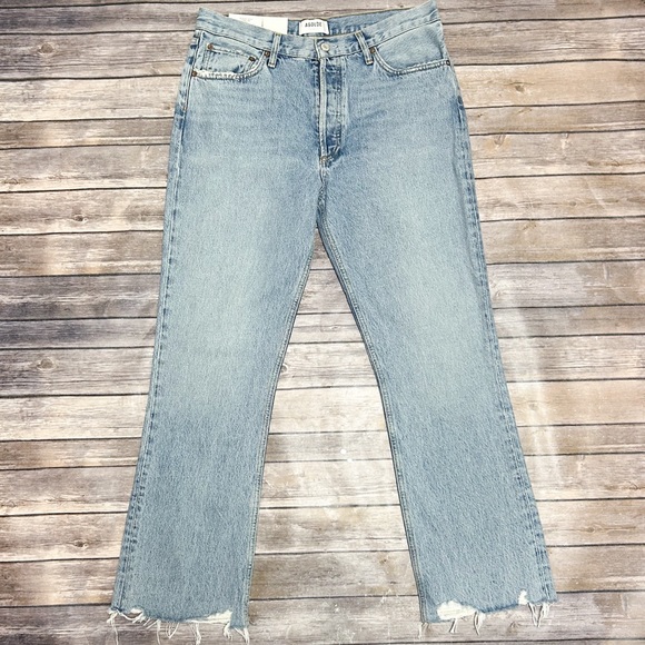 Agolde Curio Light Wash Mid Rise Relaxed Boot Cut Off Distressed Jeans 30 NWT - Picture 2 of 13